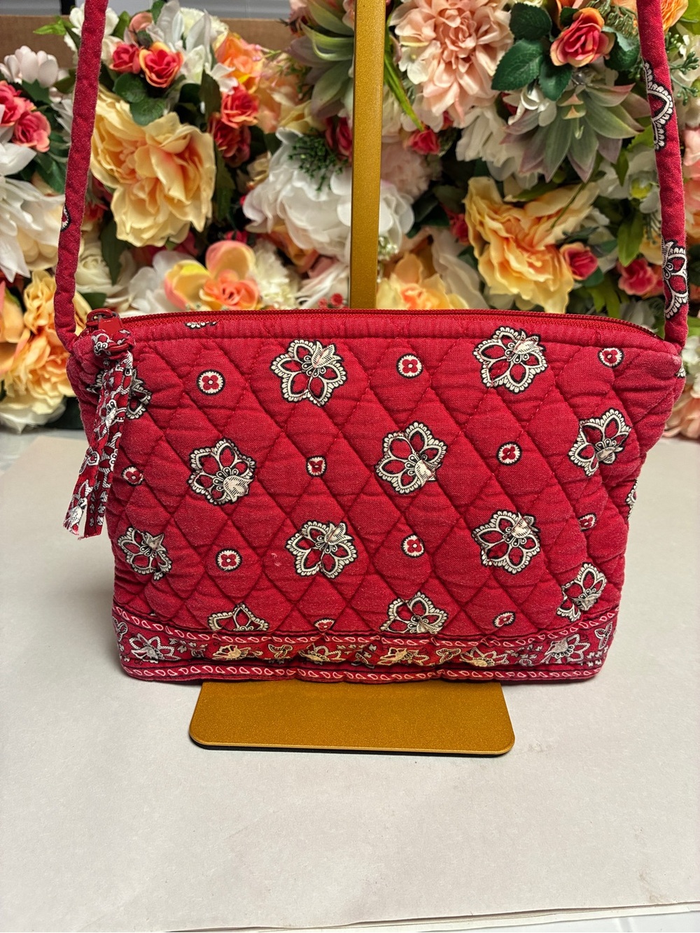Vera Bradley Red Bandana 2001 Vintage Quilted Cotton Crossbody Shoulder Purse